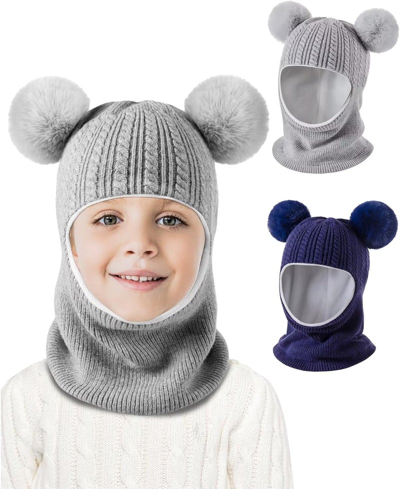 HAITHO Baby Winter Hat Scarf Set 2 Pack, Toddler Beanie Hats Girl Boy with Neck Warmer, Beanie for Kids Knit Warm for Cold Weather - Image 2